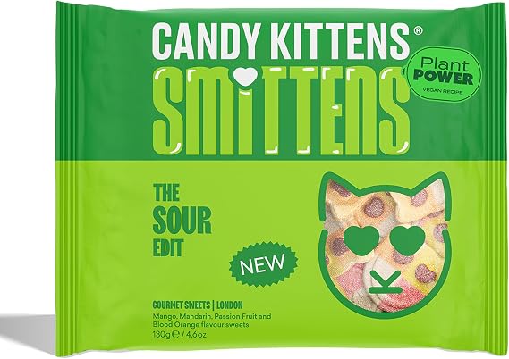Candy Kittens Smittens The Sour Edit Tropical Candy Vegan Sweets - Mango, Mandarin, Passion Fruit & Blood Orange, Dairy-Free, Gluten-Free Vegan Candies for All, Party Snack, Sweet Hamper, 130g 1 Pack