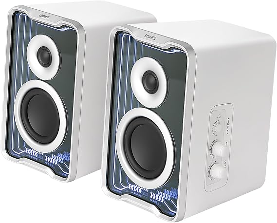 Edifier QR30 RGB Light Desktop Computer Gaming Speakers, 30W RMS, White