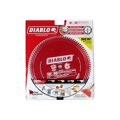 Diablo Ultimate Polished Finish Saw Blade - 10" Dia, 90 ASFG Teeth