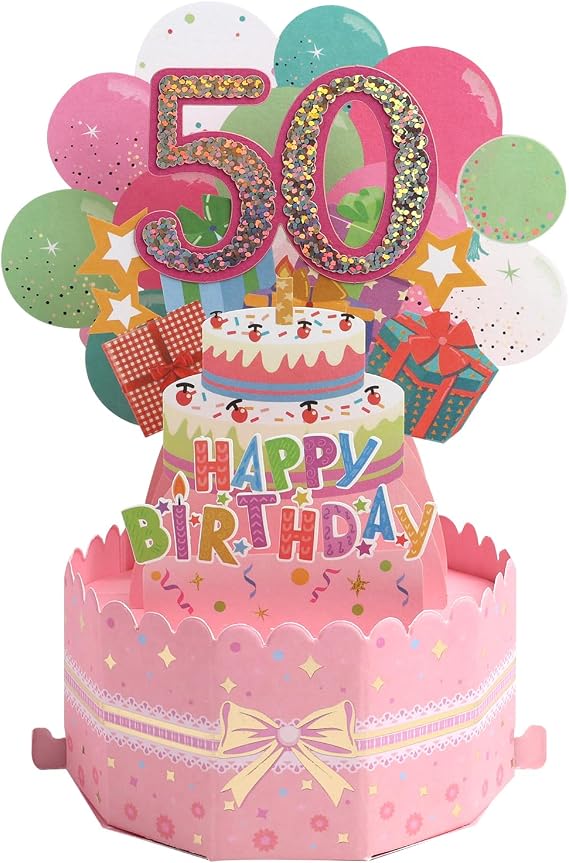 50th Birthday Card Happy 50th Birthday 3D Pop Up Greeting Card