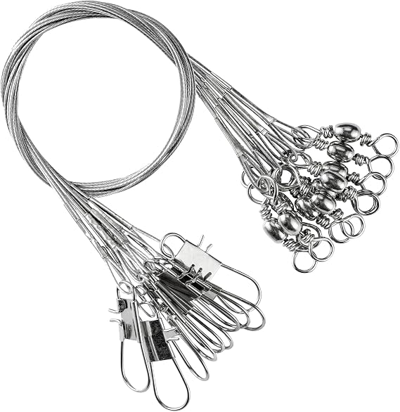 AMYSPORTS Freshwater Wire Fishing Leader Stainless Heavy Duty Wire Leader Fishing Saltwater Rigs Leaders Fishing Steel White Nickel