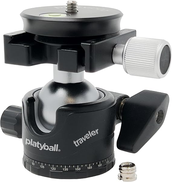 Platyball Traveler Professional Ball Head, 15 lb Capacity, 360 Pan, Arca Compatible, with Quick Release Plate.