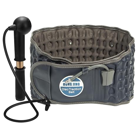 HONGJING Decompression Back Belt for Lower Back Pain Relief- Spine Reset Device Lumbar Support for Lifting, One Size Fits 29-49 Waist | Inflatable Back Brace with Hand Pump for Women Men, One Size Fits 29-49 Waist, Blue