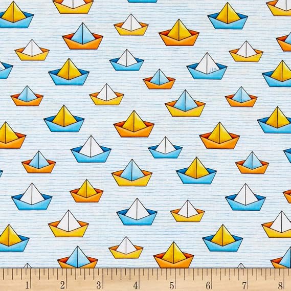 QT Quilt Fabrics Quackers Sailboats White