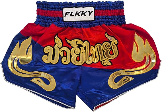 FLKKY Muay Thai Shorts Boxing Shorts for Men Women High Grade Martial Arts Training Gym Trunks Classic Boxing Shorts.
