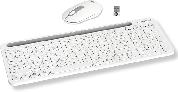 MANHATTAN Wireless Keyboard and Mouse Set, Bluetooth/2.4 GHz, White