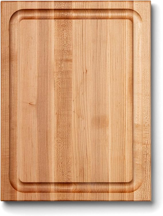 John Boos CB Series Rectangular Wooden Maple Cutting Board 20x15 1.5 Thick, 12-lb Reversible Butcher Block with Juice Groove, Edge-Grain & Finger Grips Made in the USA