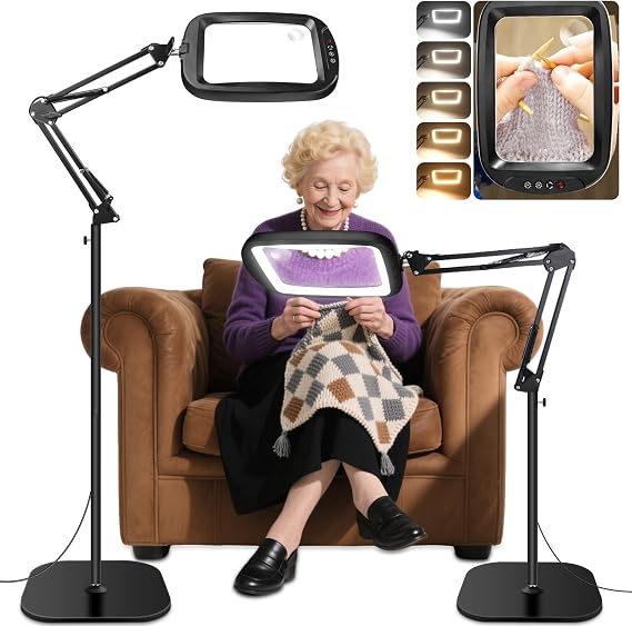 NZQXJXZ 10X 30X Rectangle Magnifying Glass with Light and Stand