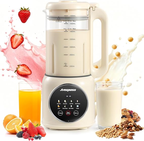 Nut Milk Maker Machine, 62.5oz Automatic Soy Milk Maker Machine, 10 in 1 Plant Based Milk Maker Blender Homemade Almond/Soy/Oat Milk, Juice, Boil Water, Shakes, Delay Start/Keep Warm