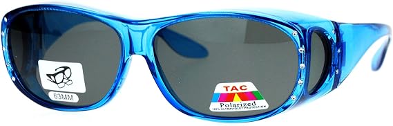 Womens Polarized Fit Over Glasses Rhinestone Sunglasses Oval Rectangular
