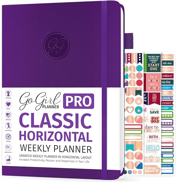 GoGirl Planner PRO, Weekly, Monthly & Budget for Women, Large, Purple