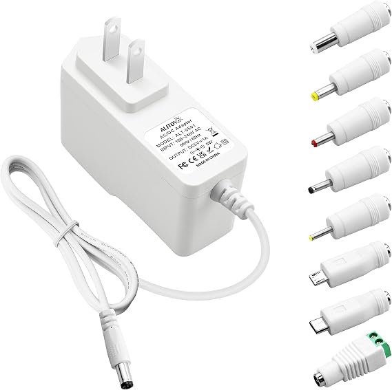 ALITOVE 5V 1A Power Supply 5W 4.92Ft Cord Universal AC Adapter 100-240V 50-60Hz to DC 5 Volt Replacement Power Cord with 8 Tips 5.5x2.5mm 5.5x2.1mm 4.0x1.7mm 3.5x1.35mm 3.0x1.1mm Micro-USB Type-C