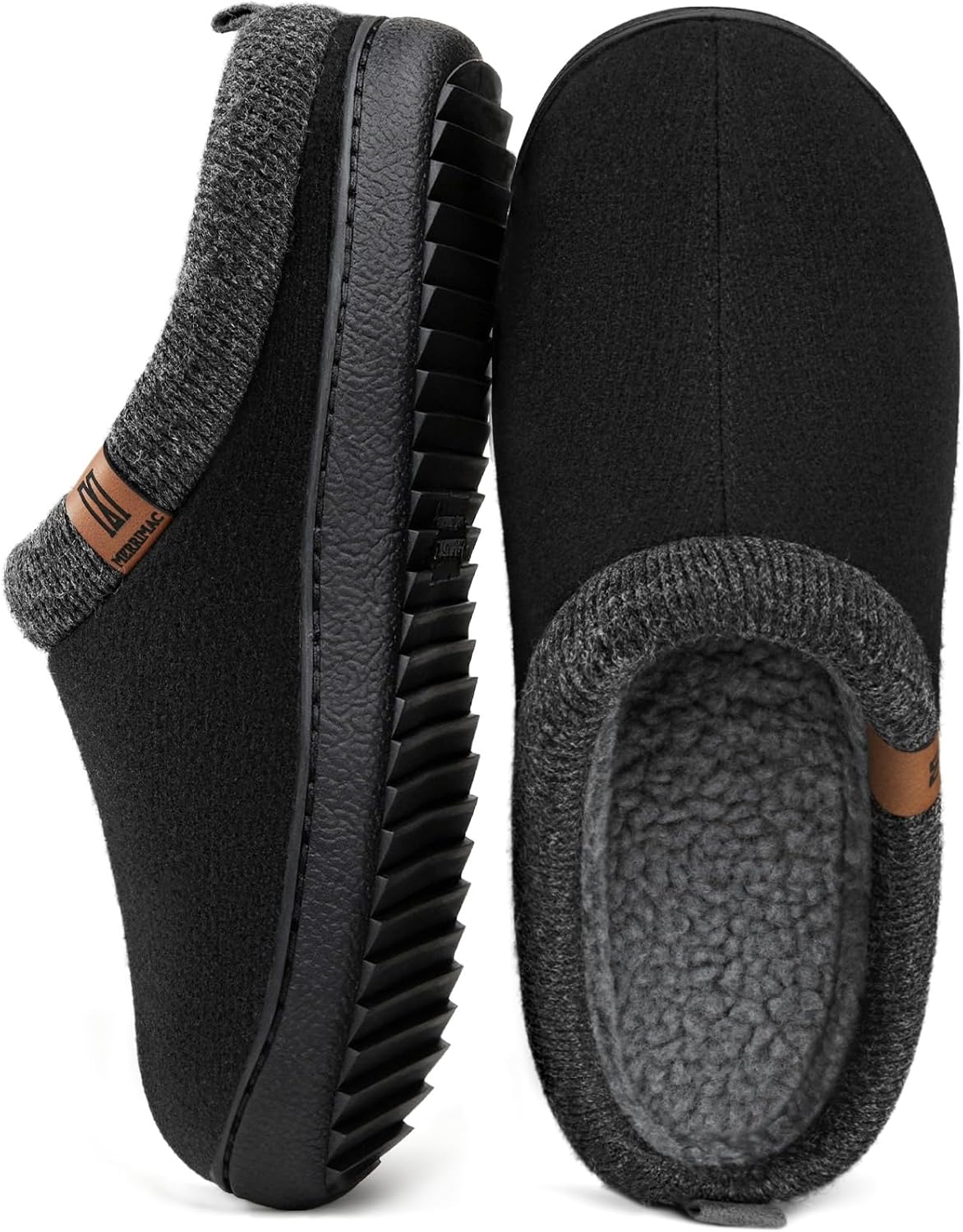 MERRIMAC Men's Slip-on Slippers Comfy Memory Foam Non-slip Indoor House Shoes