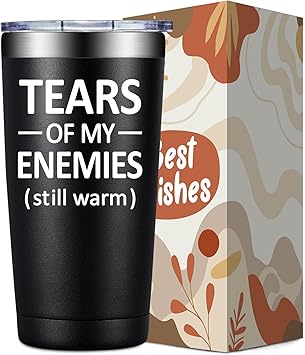 SpenMeta Gifts for Gamer, Soldier, Coworker, Boss - Perfect Sarcastic, Military Gift for Veterans, 20 Oz Tears of My Enemies Tumbler Cup
