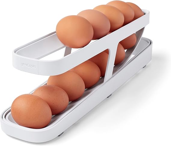YouCopia RollDownTM Egg Dispenser, Space-Saving Rolling Eggs Dispenser and Organizer for Refrigerator Storage