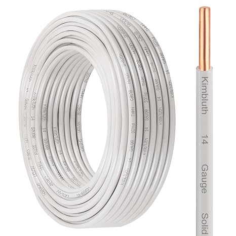 THHN Wire 14 Gauge Solid Copper Wire, 14 AWG Wire, White, 25FT