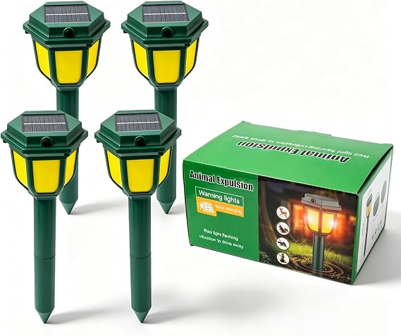 Mole Repellent Solar Powered for lawns Gopher Repellent Ultrasonic Solar Powered Snake Vole Repellent Deterrent Mole Repeller Outdoor Lawns Garden Yard All Pests Sonic Spikes Stakes Chaser (4) 