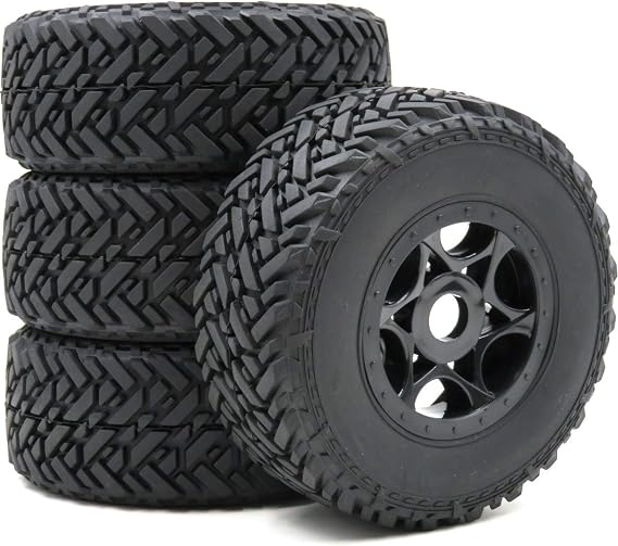 4pcs RC 1/8 Buggy Off Road Short Course Tires & Hex 17mm Wheels Rims For 1:8 Car