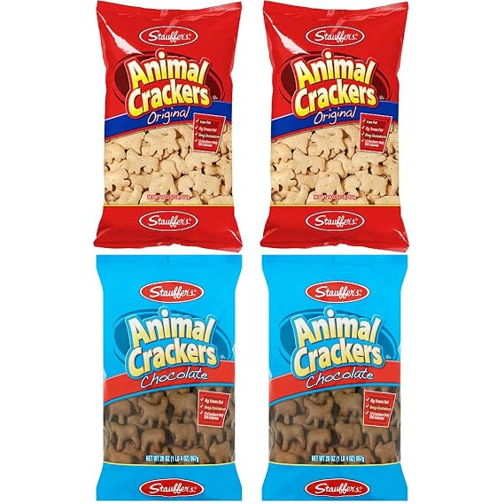 Stauffers Animal Crackers VALUE Bundle: 2 Original & 2 Chocolate Cookies 72Oz