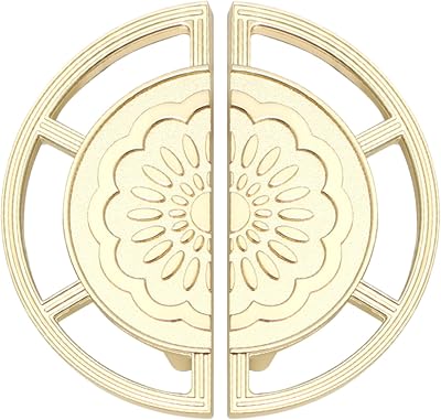HIZEFSOO 2PCS Metal Half Moon Pull Handle, Zinc Alloy Cabinet Pull for Living Room Golden Office Drawer Handle Retro Home Closet Pulls Curved Semicircle Indoor Double Holes Furniture Handles