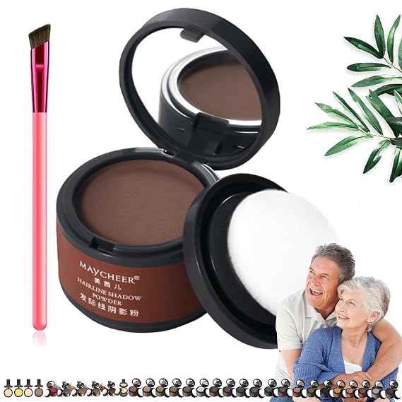 Maycheer Hairline Shadow Powder, Maycheer Hair Shadow, Magic Root Cover Up, 30 Colors Grey Hair Coverage Touch Up, Hair Powder for Gray Hair Coverage with Mirror and Cushion (#10 Red brown)