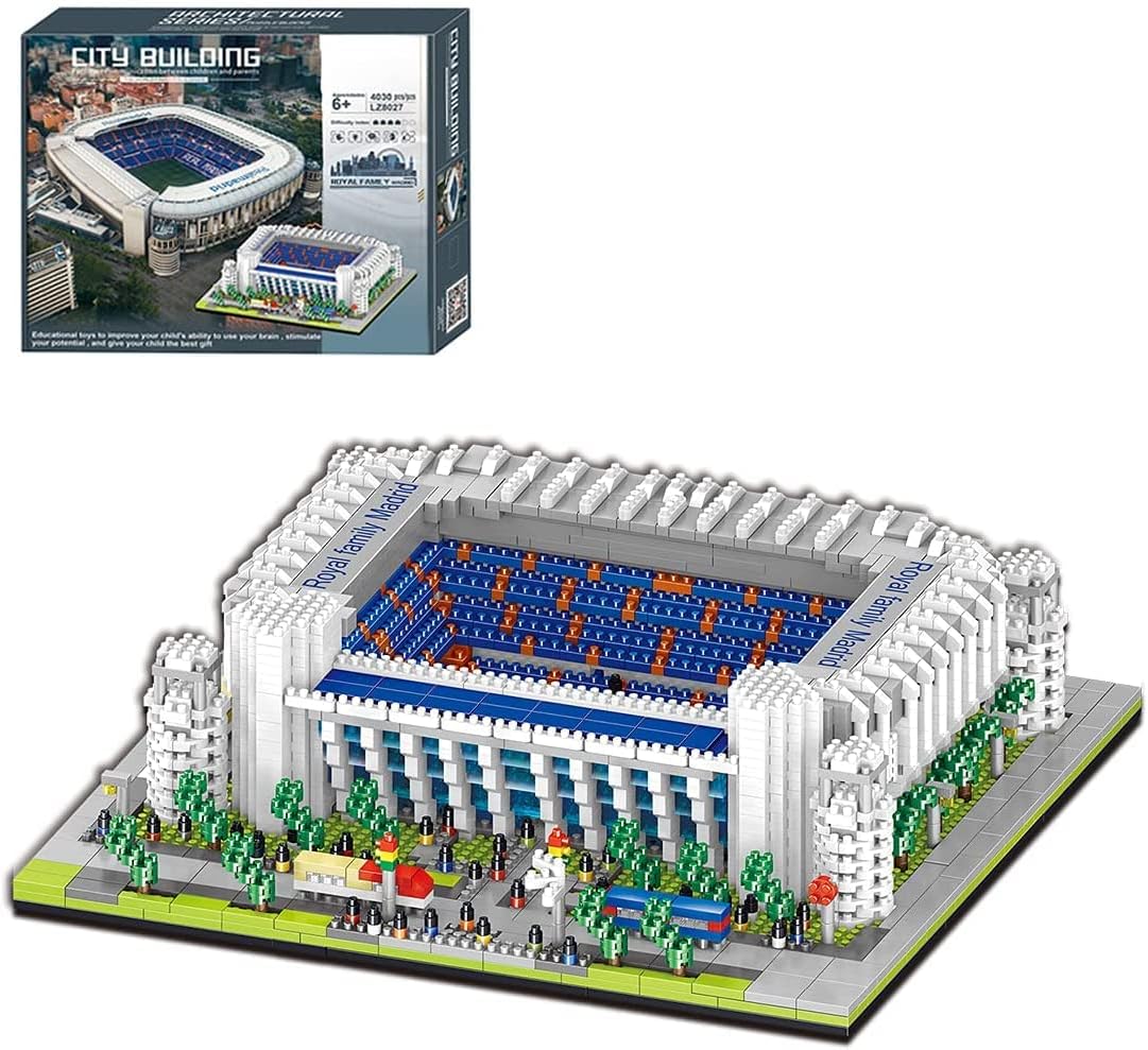 Modular House Building Set, 4030pcs Europe Madrid Royal Football Stadium Architecture Street View Particulate Building Blocks, Not Compatible with Lego, Decoration Model