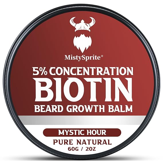 Beard Balm,5% Concentration Biotin Beard Balm for Men (2 oz) - Natural Mens Beard Oil with Castor Oil,Argan Oil, Jojoba Oil and Vitamin,Thickening for Beard,Beard Growth Softener