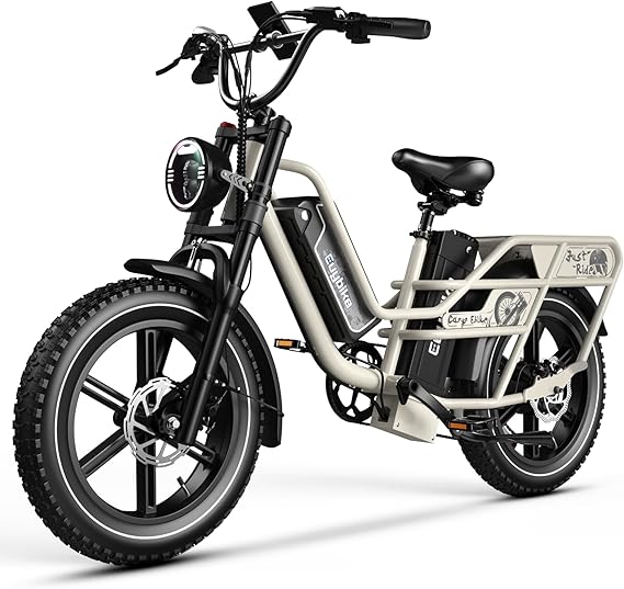 Dual Battery Electric Bike for Adults, 160 Miles Long Range Cargo Ebike with 48V 60AH Removable Battery, 1450W Peak Motor Electric Bicycle, 20" x 4" Fat Tire Hydraulic Disc Brakes E Bike Grey