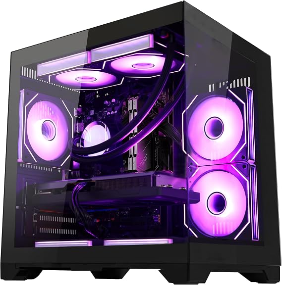 Gaming PC | AMD Ryzen 7 7800X3D & RX 9060XT 8GB | 32GB DDR5 RAM | 2TB SSD | PSU 650W | WiFi & BT | 240mm Liquid Cooler & 7 RGB Fans| Windows 11 | Black Desktop Computer
