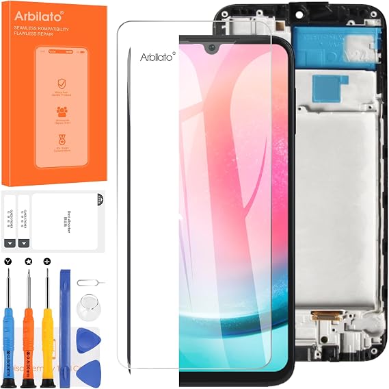 Incell Screen for Samsung Galaxy A24 4G Screen Replacement for Samsung A245 LCD Screen SM-A245F,SM-A245M Touch Display Digitizer Assembly Repair Parts with Frame(Black No Fingerprint Function)