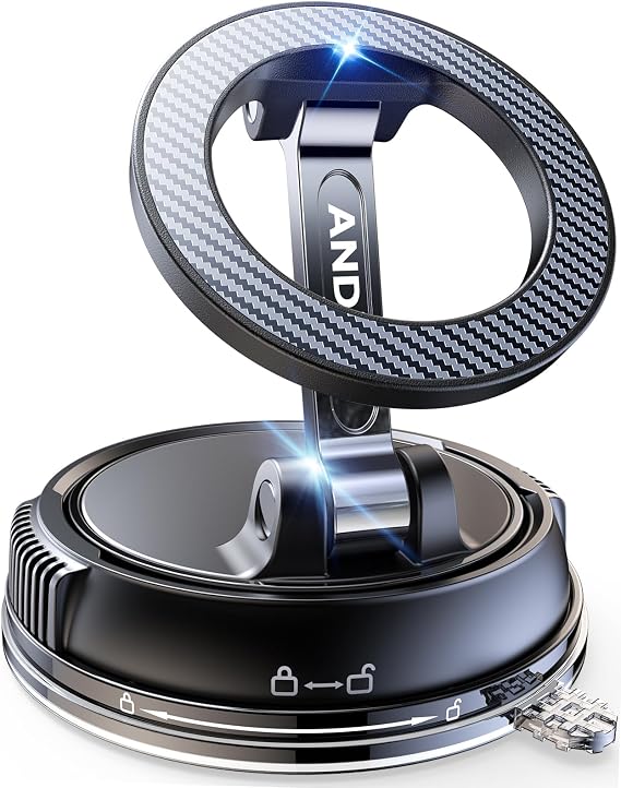 ANDERY Car Phone Holder for Magsafe [78+LBS Max Suction & 2400gf Magnetic] | 360 Adjustable Car Phone Mount, Phone Holders for Your Car for iPhone 17 Pro Max 16 15 14 13 12 Air Plus, Carbon Fiber