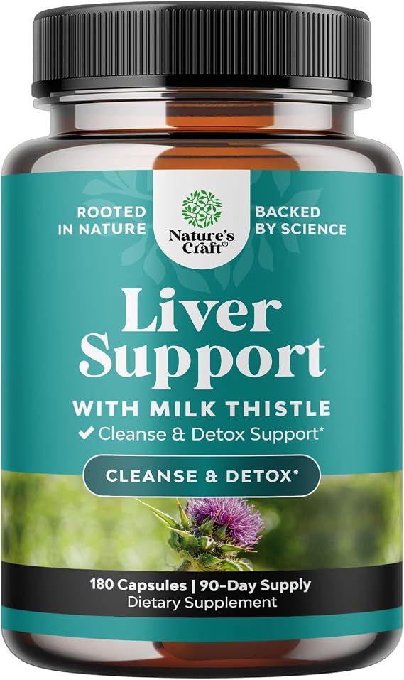 Natures Craft Liver Cleanse Detox & Repair 180 Capsules - Herbal Liver Support Milk Thistle Supplement - Silymarin Milk Thistle Supplements with Dandelion Root, Choline, Beetroot & Artichoke Extract