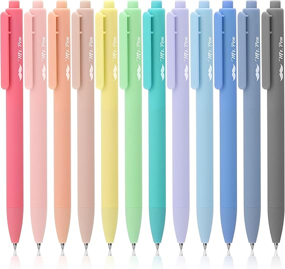 Mr. Pen- Retractable Gel Pens, 12 Pack, Colorful Ink, Fine Point 0.7mm | Fast Dry, Smooth Writing, Cute Pens for Drawing, Writing Planner and School Supplies