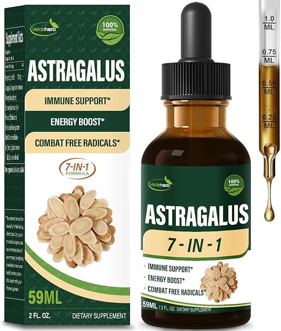 Astragalus Herbal Supplement, Unlock Your Health Potential with Our 7-in-1Formula, Non-GMO, Vegan, Alcohol-Free Drops, Engineered for Immune Support and Energy Uplift, 2 oz