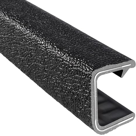 TRIM-LOK Edge Trim, Fits 3/4-Inch Edge, 7/8-Inch Leg Length, 25-Foot Length, Single Gripping Finger, Black Pebble Finish, Flexible PVC Construction, Plywood, Glass, and Sheet Metal Edge Protector