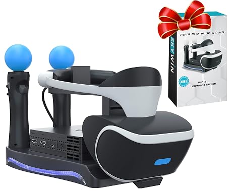 Skywin PSVR Stand for PlayStation VR Headset and Move Controllers Charging and Display Station, Gift for Christmas, Birthday Gift, Easter Surprise, and Holiday Present Idea for Gamers, Teens & Men