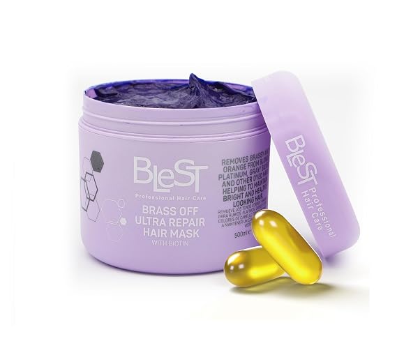 MASK for Dry, Damaged, or Frizzy Hair Deep Hair Mask for Strength, Shine, and Smoothness Vegan Hair Treatment 500 ml (Brass Off Ultra Repair Hair Mask with Biotin)
