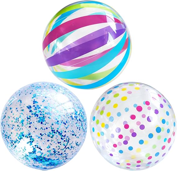 3 Pcs Beach Balls, Inflatable Pool Ball with Colorful Polka Dots, 40 cm Beach Balls for Swimming Pool Party, Summer Water Play, Outdoor Party Decoration