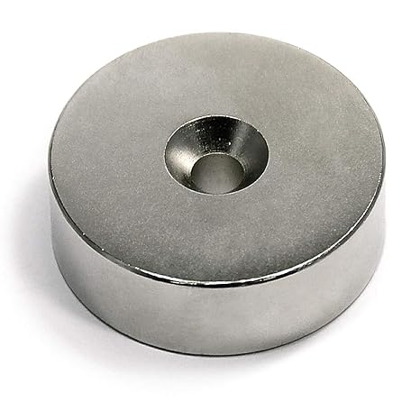 CMS Magnetics Neodymium Magnet with Countersunk Hole on Both Sides, Grade N42 1 1/2 Diameter x 1/2" 1 Piece. Very Strong Magnet, Read The Instructions
