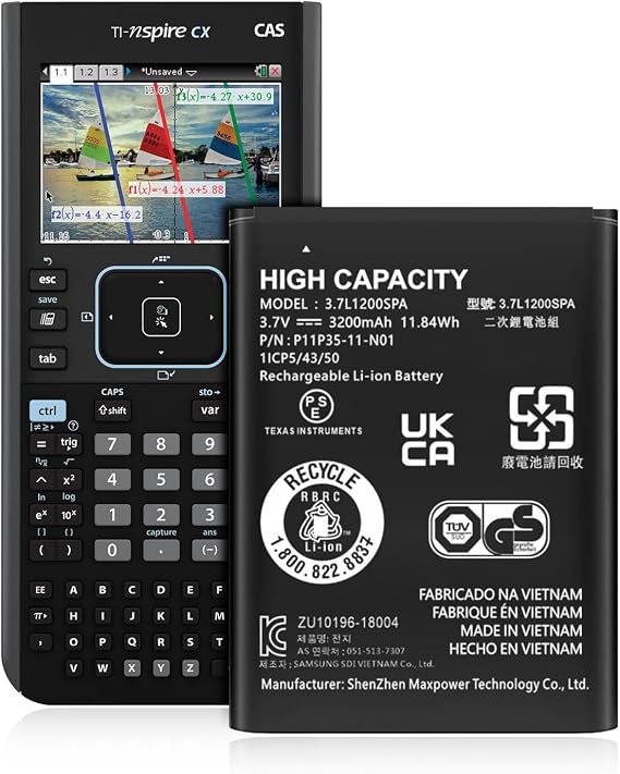 TI-84 Plus CE Battery, (2026 New Upgrade) 3200mAh Ultra High Capacity Li-ion Replacement Battery Pack for Texas Instruments TI-84 Plus CE, TI-84 CE, fits Part No 3.7L12005SPA, P11P35-11-N01