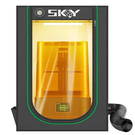 Skouphy Resin 3D Printer Enclosure with Ventilation Kit, LED Light,Thermo-Hygrometer Dustproof Cover Eliminate Odors Isolate Noise Compatible Anycubic Elegoo Creality Series LCD Resin UV 3D Printer