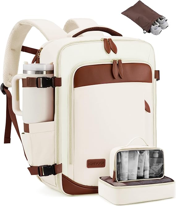 LOVEVOOK Travel Backpack Carry On Airline Approved, 50L Large Backpack with 3 Packing Cubes, TSA Travel Essentials Carry On Bag, Waterproof Weekender Overnight Luggage Daypack, Fits 18 Inch Laptop