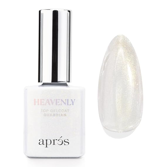 Apres Heavenly Top Gelcoat, 15 ml Non-Wipe Nail Gel Polish Top Coat, Shimmery Long Lasting Topcoat (Guardian, 15 ml)