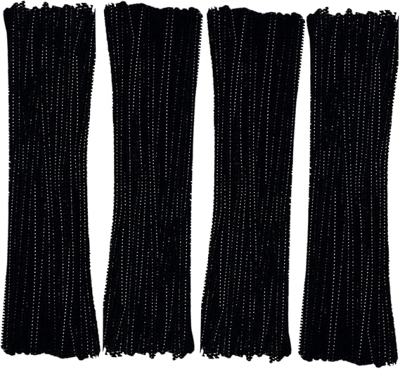 Black Pipe Cleaners 200 Pieces Chenille Stems for DIY Art Decorations Creative Craft (6 mm x 12 Inch)
