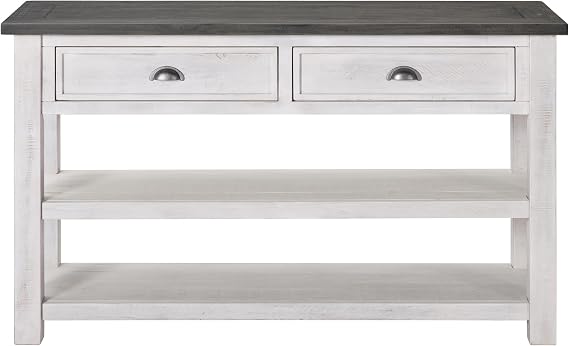 Martin Svensson Home 890645 Monterey Solid Wood Sofa Console Table White with Grey Top