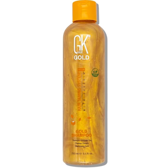 GK HAIR Gold Shampoo 8.5 Oz Hydrating Hair Cleanser with Aloe Vera and Shea Butter for Dry Damaged Hair Frizz Control Smooth Soft Shine Wild Orchid Fragrance