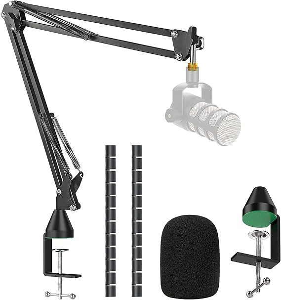 YOUSHARES Microphone Arm for Rode PodMic & PodMic USB - Professional Microphone Arm Stand Including Foam Pop Protection and Robust Table Clamp Ideal for Use in Podcasts Streaming and Gaming
