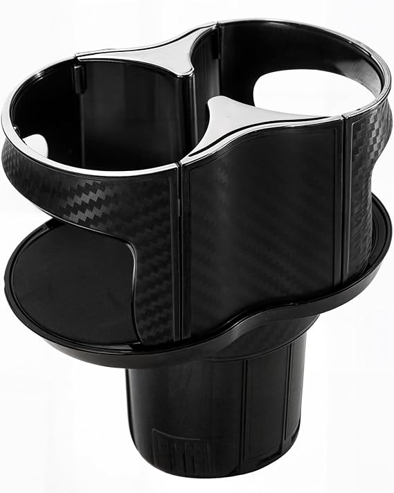 Double Cup Holder for Car, 2 in 1 Extra Cup Insert with Expandable Base, Multifunctional Extender Expander Adapter with Elastic Open-Close Cup Mouth, Adjustable Bracket FOR 2.1''-2.9'' BOTTLE DIAMETER