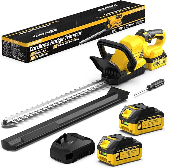 21-in 21V Cordless Battery Powered Electric Hedge Trimmer Yellow