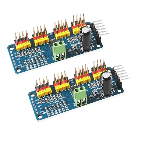 2PCS PCA9685 16 Channel 12 Bit PWM Servo Driver Board IIC Interface PCA9685 Module Controller Compatible with Raspberry Pi